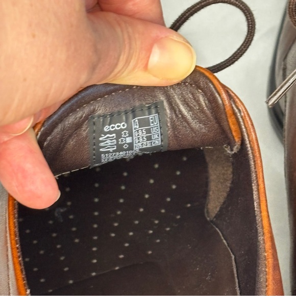 ECCO London Plain Toe Almond Brown Leather Derby Oxford Dress Shoe 9/9.5. EU 43 - Picture 8 of 15
